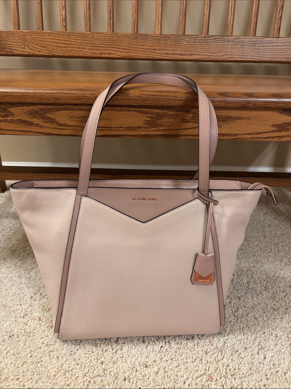Michael Kors Pale Pink Leather Purse with Top Handles